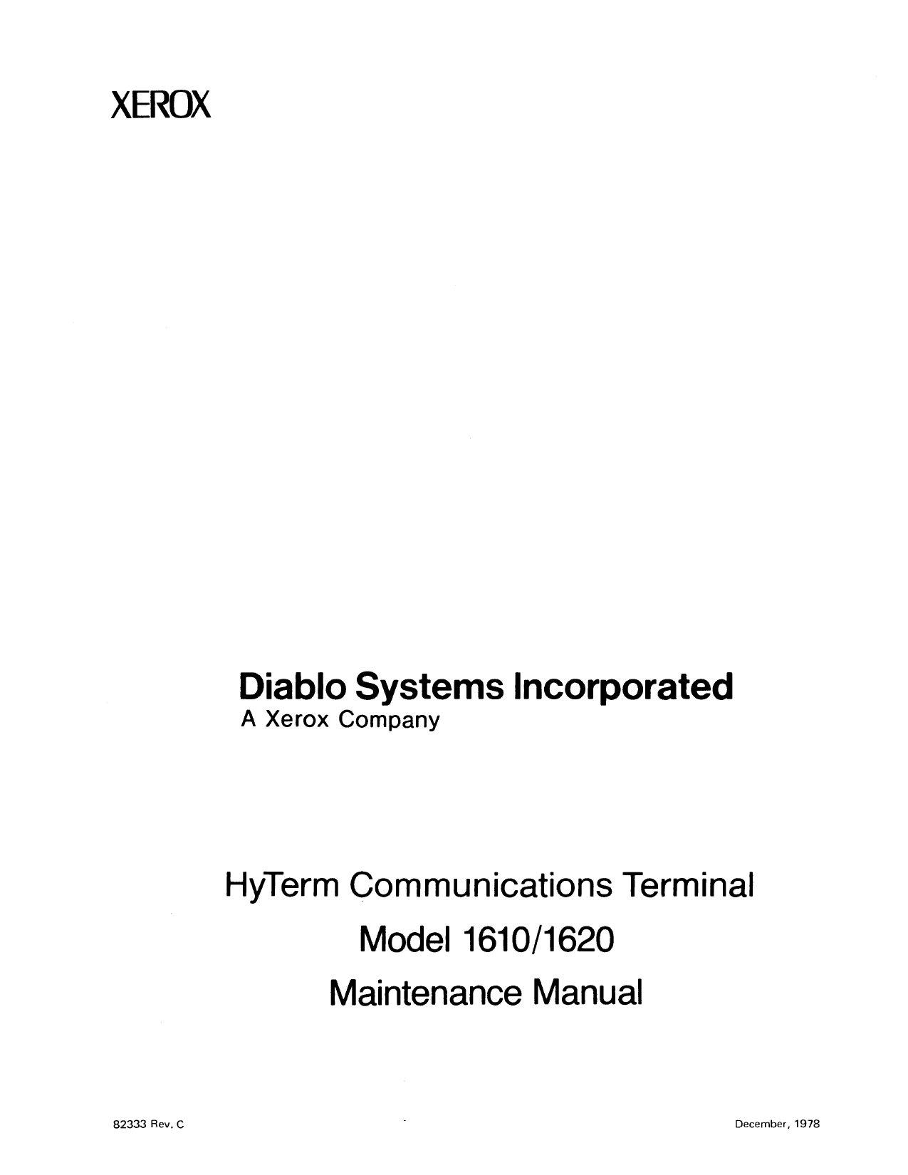 Xerox Printer Diablo-1610 1620 Maintenance Service Manual-1